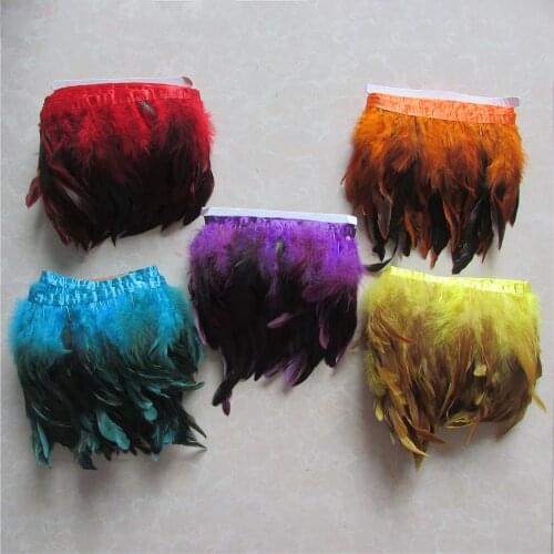 5 kind colour select dyed rooster feather DIY rustic wedding decoration feather cloth side Accessories 15-20cm 6-8 inch 1m sell