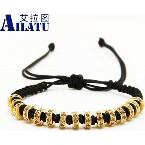 Ailatu New Fashion Men & Women Jewelry, High Quality Weaving Haute Wheel Fastness Champagne Cz Braided Macrame Bracelets