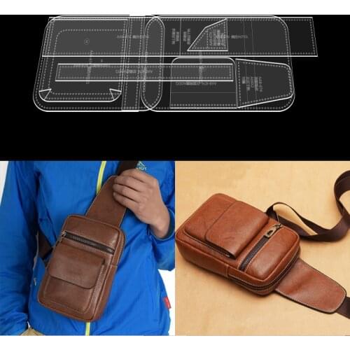 Acrylic Stencil Laser Cut Template Diy Leather Handmade Craft Mens chest bag waist bag Sewing Pattern 24x14x6cm