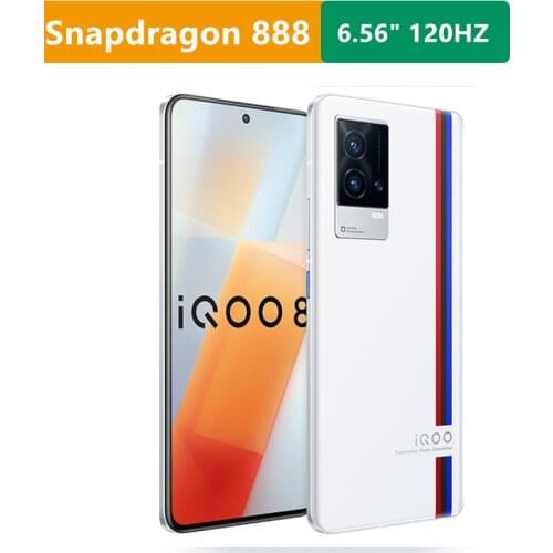 DHL Fast Delivery Vivo Iqoo 8 Mobile Phone Dual Sim 6.56" 120HZ Full Screen 120W Charger Snapdragon 888 OTG 48.0MP Face ID Stock