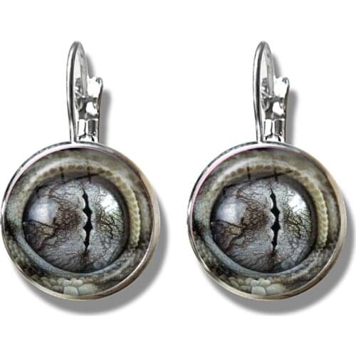 Animal Eyes Dragon Snake Owl Cat Tiger Eyes 16mm Glass Cabochon French Hook Earrings Handmade Jewelry For Women Girls Gift