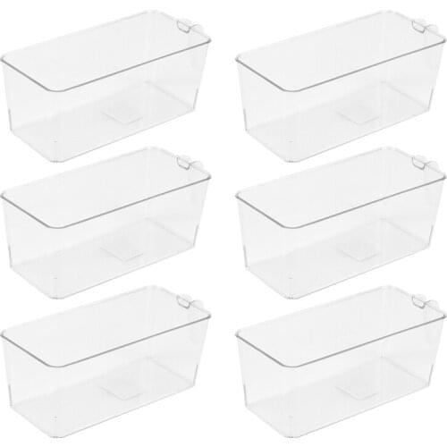 HOT-Set of 6 Clear Refrigerator Pantry Organizer Bins Household Plastic Food Storage Basket with Handles for Kitchen Rooms