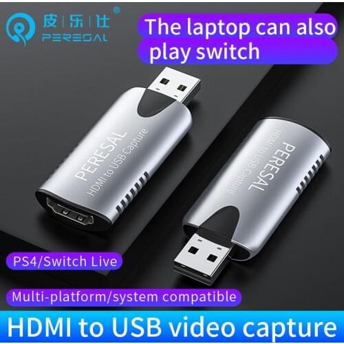 PERESAL 4KVideo Capture Card USB HDMI Video Grabber Record Box for PS4 Switch Game DVD Camcorder Camera Recording Live Streaming