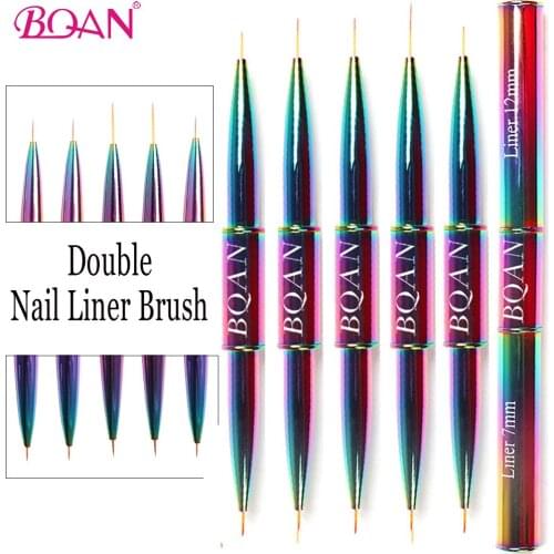BQAN Colorful Double Head Nail Brush French Stripe Nail Art Liner Brush Drawing Brush Painting Pen Gel Polish Nail Art Tools