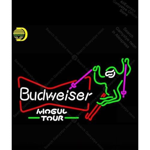 Ski Mogul Budweiser Neon sign Glass Tube Bulbs Light Club icons light outdoor lighting store Pet Shop Sign Enseign Lumineuse Bar