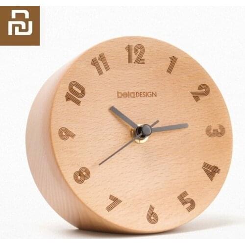 Youpin Nordic Minimalist Decoration Small Pendulum Clock Wood Mute Sweeping Home office Alarm Clock