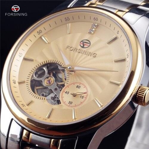 Fashion Luxury Brand FORSINING Mens Watch Tourbillon Hollow Automatic Mechanical Wristwatch For Men Gift Stainless Steel Watches