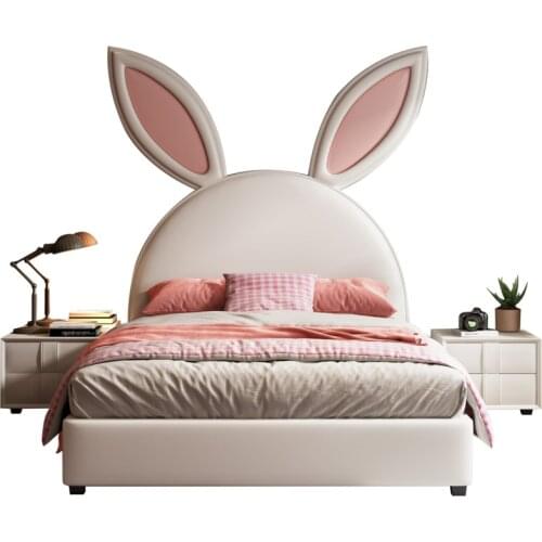 Cartoon childrens bed girl princess bed boy single child net red creative girl rabbit bed 1.35M