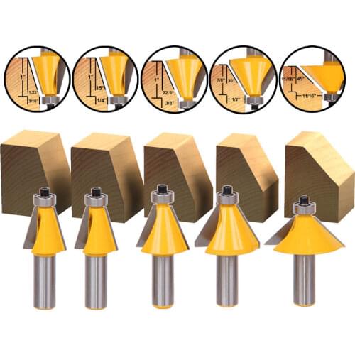 5pcs/set Bit Chamfer Edge Forming Router Bit Set - 1/2" Shank