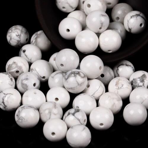 Natural White Turquoises Stone Round Loose Spacer Beads For Jewelry Making DIY Bracelet Handmade 4/6/8/10/12mm
