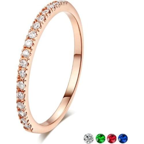 Wedding Ring For Women Man Concise Classical Multicolor Mini Cubic Zirconia Rose Gold Color Fashion Jewelry
