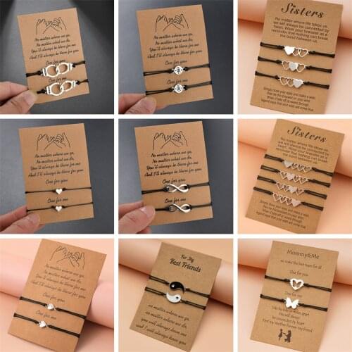 Charmsmic New Heart Design Charm Bracelets For Sisters Twins Best Friends Forever Birthday Gift Stainless Steel Braided Jewelry