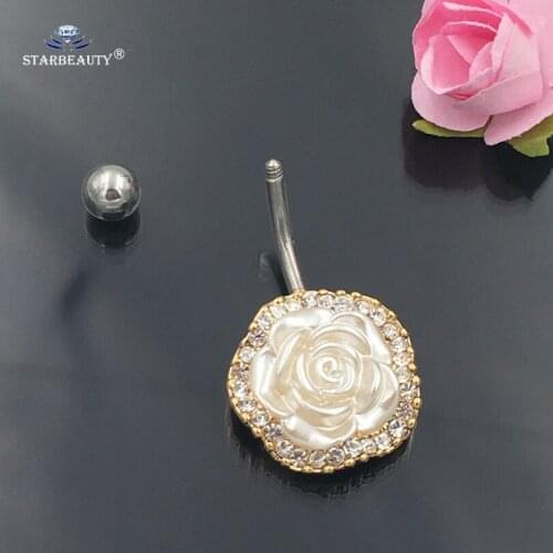 Hot White Bijoux Rose Shell Navel Piercing Ombligo Sexy Belly Piercing Nombril Belly Button Rings Body Jewelry Pircing Earring