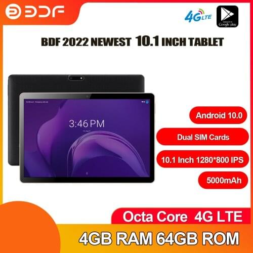 BDF 10.1 Inch Android 9.0 Tablet Octa Core 2GB RAM 32GB ROM 4G LTE Network SC9863A Tablets PC Wifi Bluetooth Google Play GPS
