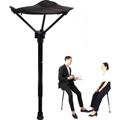 Portable Seat Stick Adjustable Height Telescopic Stool Lightweight Folding Stick Chair Outdoor Line Up Artifact Fishing Stool