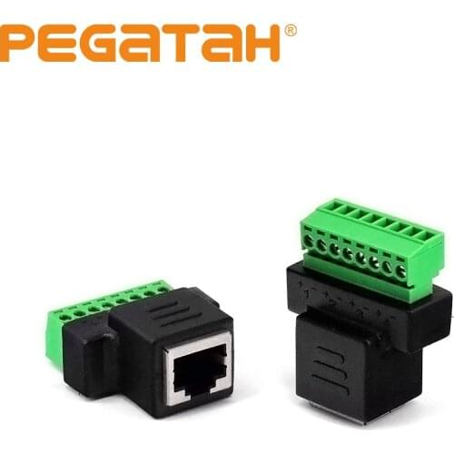 DC Connector RJ45 solder-free green terminal RJ45 network adapter Female To 8 Pin Screw Term Block Terminal Connector
