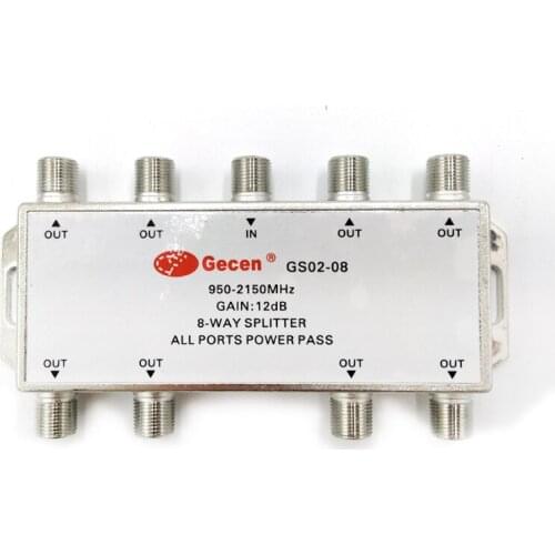 Splitter 1 in 8 Out GS02-08 8-way Power Divider with Signal Amplification 12dB 1-to-8 Power Splitter