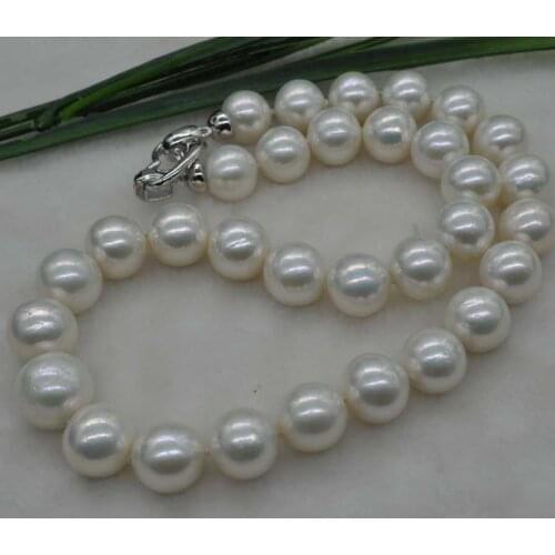 Luxury Natural Rare white 13- 15mm round Kasumi Pearl Necklace 18"