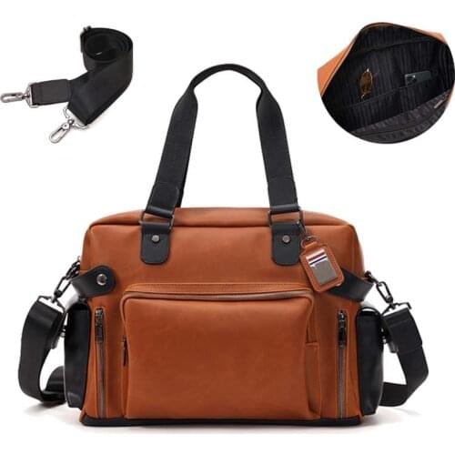 SCIONE Men Shoulder Vintage Crossbody Bag PU Leather Handbag High Quality Capacity Man Messenger BagsK038