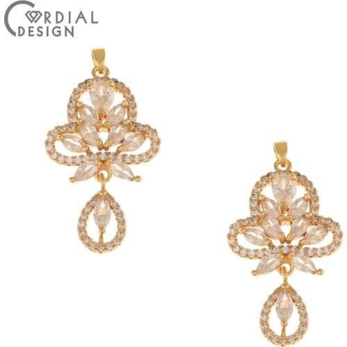 Cordial Design 10Pcs 23*43MM Jewelry Findings & Components/Necklace Making/DIY Pendant/Hand Made/CZ Charms/Jewelry Accessories