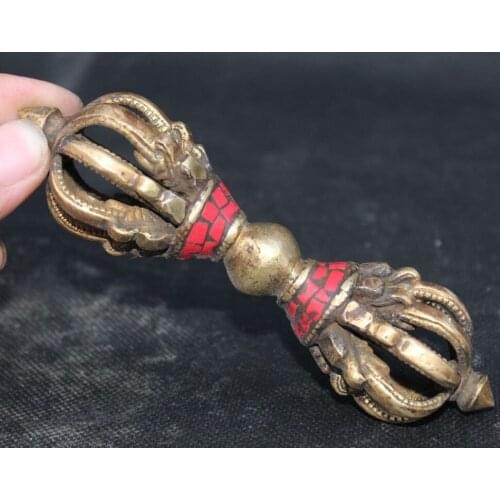 [old craft ] Tibet Buddhism Turquoise Bronze Gilt Dagger Phurba Dagger Holder