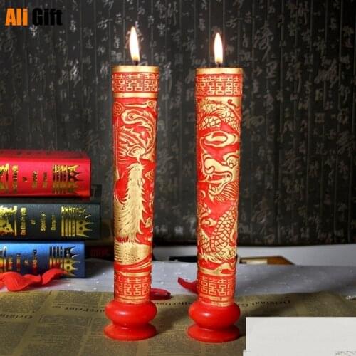 Chinese Style Scented Birthday Weddings Candles Love Dragon Phoenix Candles Flameless Candles For Wedding Centerpieces