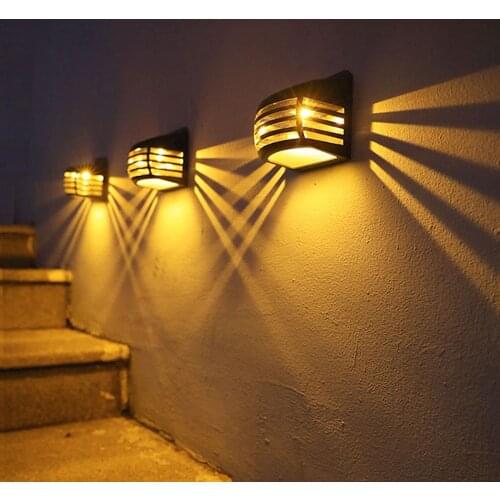 Smart Light Control LED Outdoor Solar Light Garden Decoration Wall Lamp Waterproof Fence Light Landscape Lamp Courtyard Lights