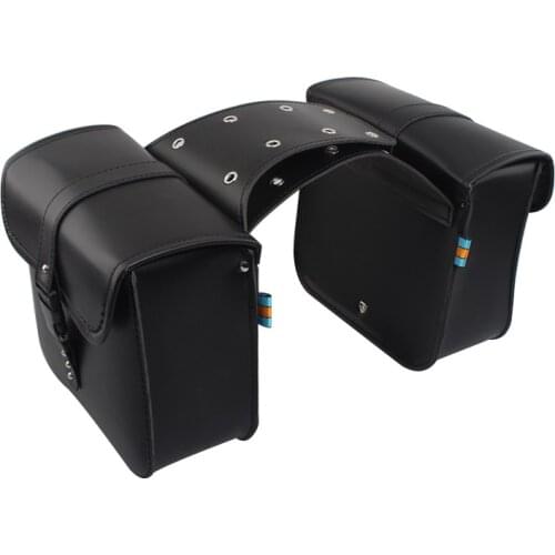 Universal Black PU Leather Motorcycle Saddlebags Saddle Tool Bags Motorbike Luggage Fit for Harley Cruiser Bobber Chopper