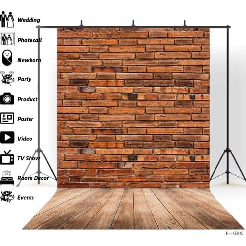 Red Brick Wall Wooden Floor Vintage Vinyl Backdrops Portrait Photography For Photo Studio Background Newborn Children Photophone