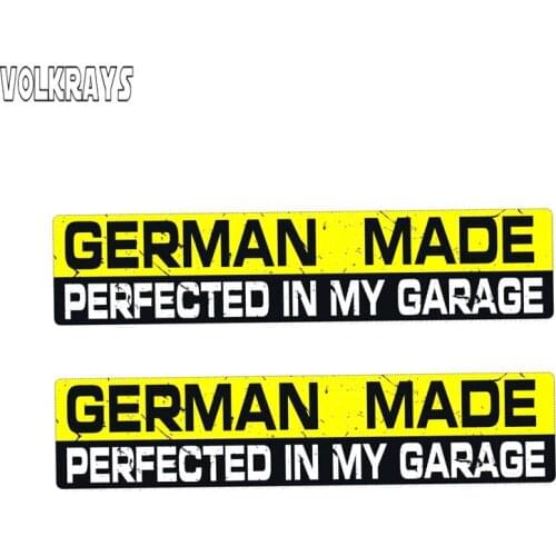Volkrays 2 X Creative Car Sticker German Made Perfected In My Garage Body Accessories Reflective Funny Vinyl Decal,2cm*14cm