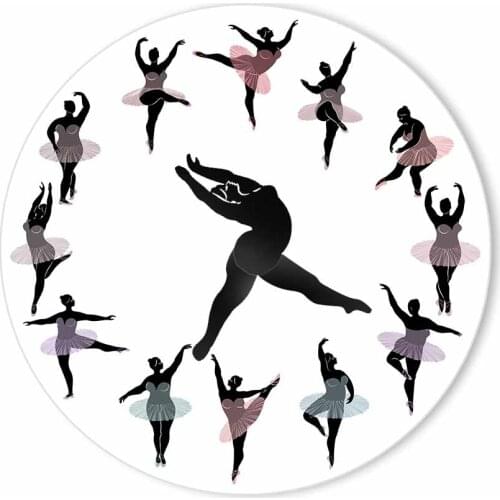 Overweight Ballerina Vivid 3D Wall Clock Fat Ballet Dancers Non-ticking Wall Watch Unique Room Decor Fat Beauty Modern Artwork