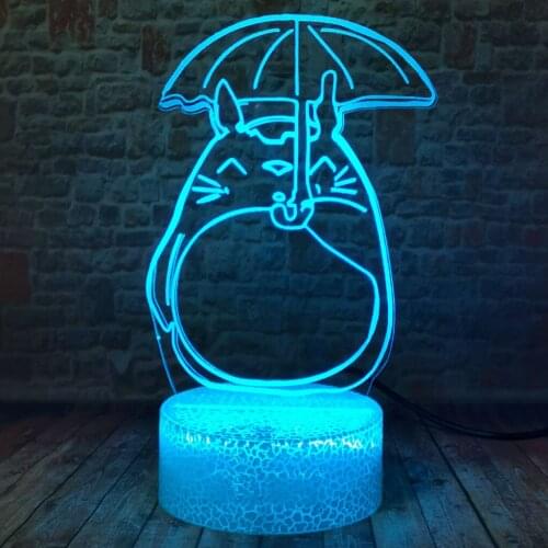 Funny Totoro Anime Figuras 3D Illusion LED Nightlight Colorful Changing Light Cartoon action & toy figures