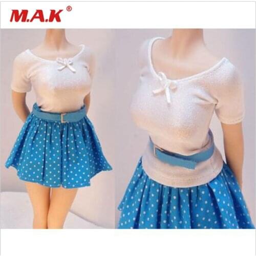1/6 Scale Female Figure Womens Mini Skirt blue Short Dress & White Stockings Model For 12'' Action Figure
