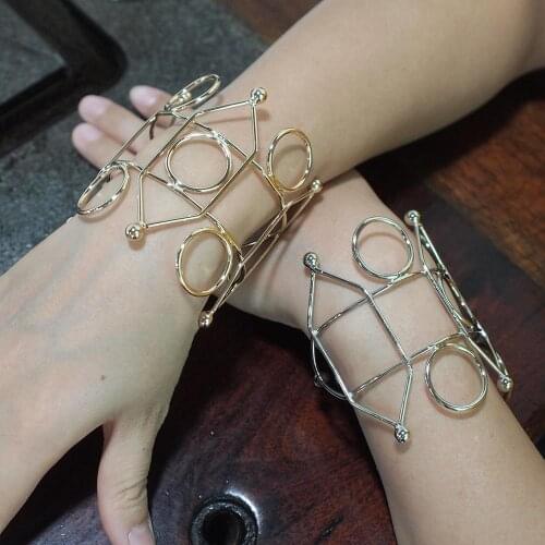 Alloy Geometry Cuff Bracelet For Women Simple Design Metal Statement Bracelet Accessories Fashion Jewelry UKMOC