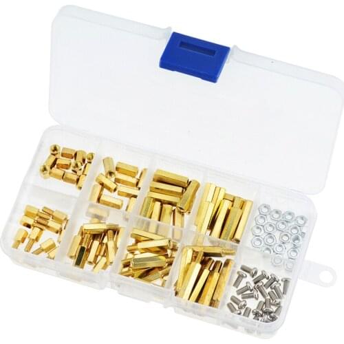 120PCS/Box M3 Male Female Brass Standoff Spacer PCB Board Hex Screws Nut Assortment Set Kit With Plastic Box M3*6mm-M3*20mm