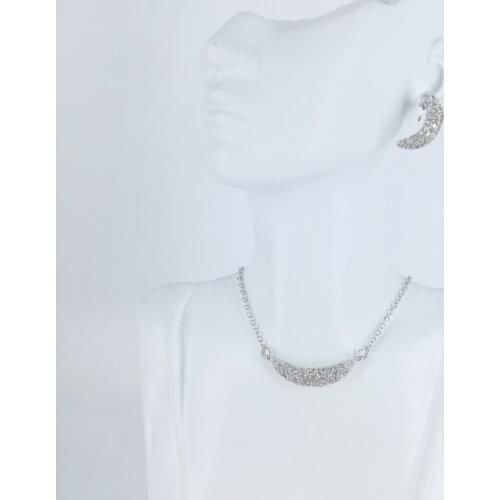 2021 new fashion crystal MOON CZ zircon GOLDEN necklace earrings party ball jewelry wedding dressing banquet formal jewelry