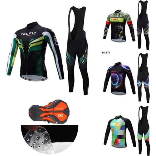 2021 Fashion Long Sleeve Road Bike Clothing Men FaLL Cycling Jersey Set BIB Kit Suit Male Pro Bicycle Clothes MTB Dress Uniform