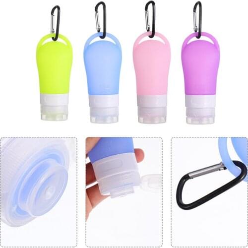 4pcs Travel Silicone Bottles Empty Bottle Lotion Bottle with 4pcs Carabiner For Travel Makeup