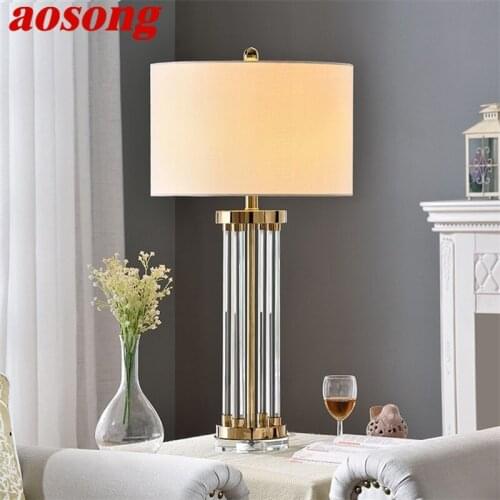 AOSONG Table Lamp Postmodern LED Crystal Decorative Desk Light for Home Bed Room Bedside