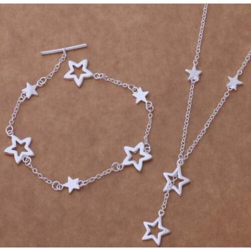 AS162 Lucky Silver Color 925 Jewelry Sets For Women Bracelet 131 + Necklace 559 /bjaakaha Ahaaiyha