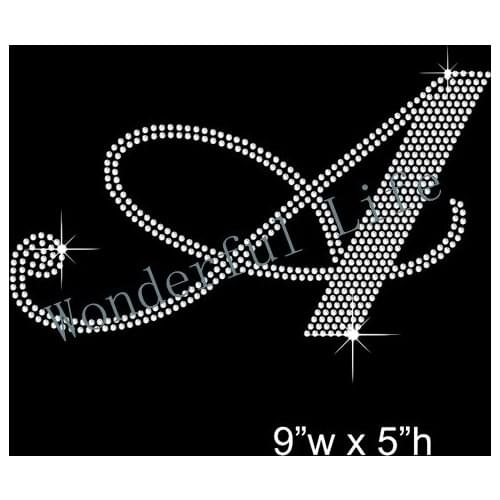 Free shipping Big Artistic Letter Rhinestone Hotfix Transfer Iron on Applique Motif Rhinestone Hotfix Transfer