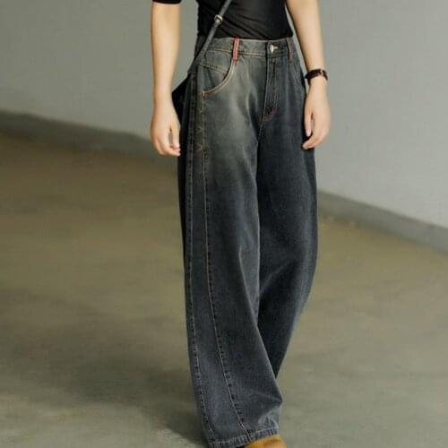 Black Straight Loose Jeans Womens Spring 2021 New Vintage Denim Trousers Female High Waist Mom Drape Wide-leg Pants S-XXXL
