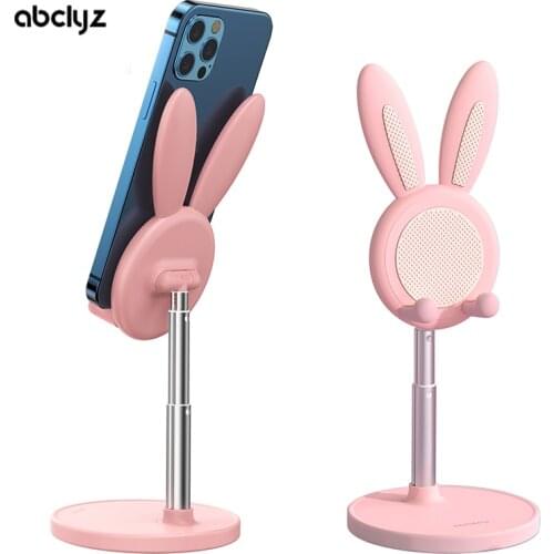 Cute Bunny Phone Holder Desktop Cell Phone Stand Height Angle Adjustable For iPhone iPad Tablet Laptop Mobile Phone Accessories