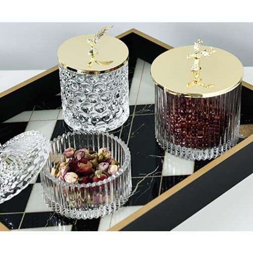 European Luxury Crystal Glass Deer Head Storage Tank Tea Food Bottle Simple Home Candy Cotton Swab Box Kitchen Storage Container