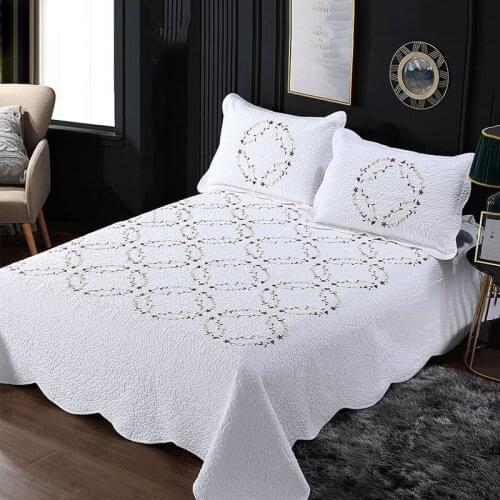 Cotton Bedspreads on the Bed Quilts 3PC Blanket for Double Bed Corolla Embroidered Pillowcase King Size Summer Quilted Coverlet