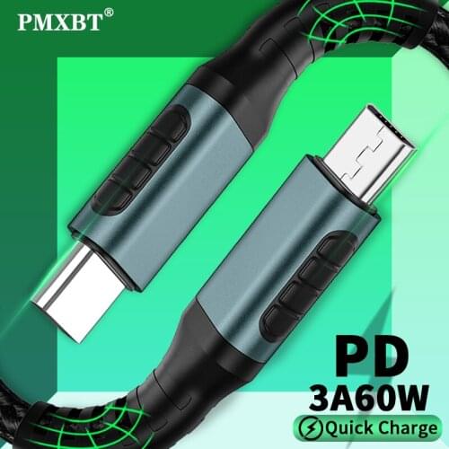 PD 60W Type C TO Micro USB Cable USB C Charge Wire For Samsung Huawei Xiaomi Redmi Android Mobile Phone Fast Charging Data Cord