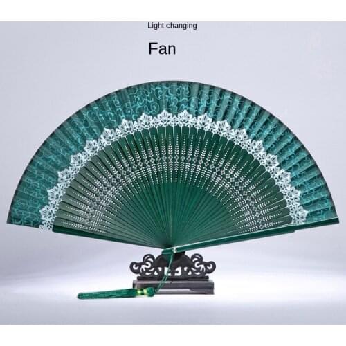 Chinese Style Lace Portable Fan Japanese Style Folding Fan Bamboo Craft Fan Ancient Style Small Gift Fan for Women