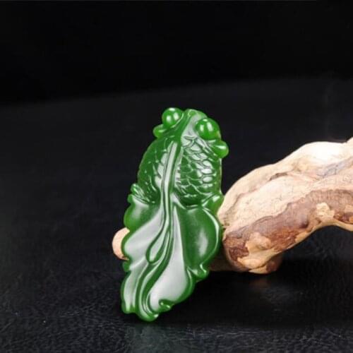Chinese Green Jade Goldfish Jade Pendant Jewelry Lucky to ward off evil spirits Amulet Jade Pendants Jade Fine Jewelry