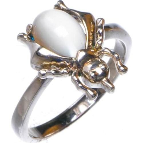 Natural Spider-Shape Cat Eye Handmade 925 Sterling Silver Ring 6.75 D1148