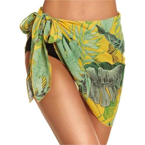 Summer Women Short Length Sheer Chiffon Sarong Short Sarongs Beach Wrap Sheer Bikini Wraps Chiffon Cover Ups for Swimwear 2021